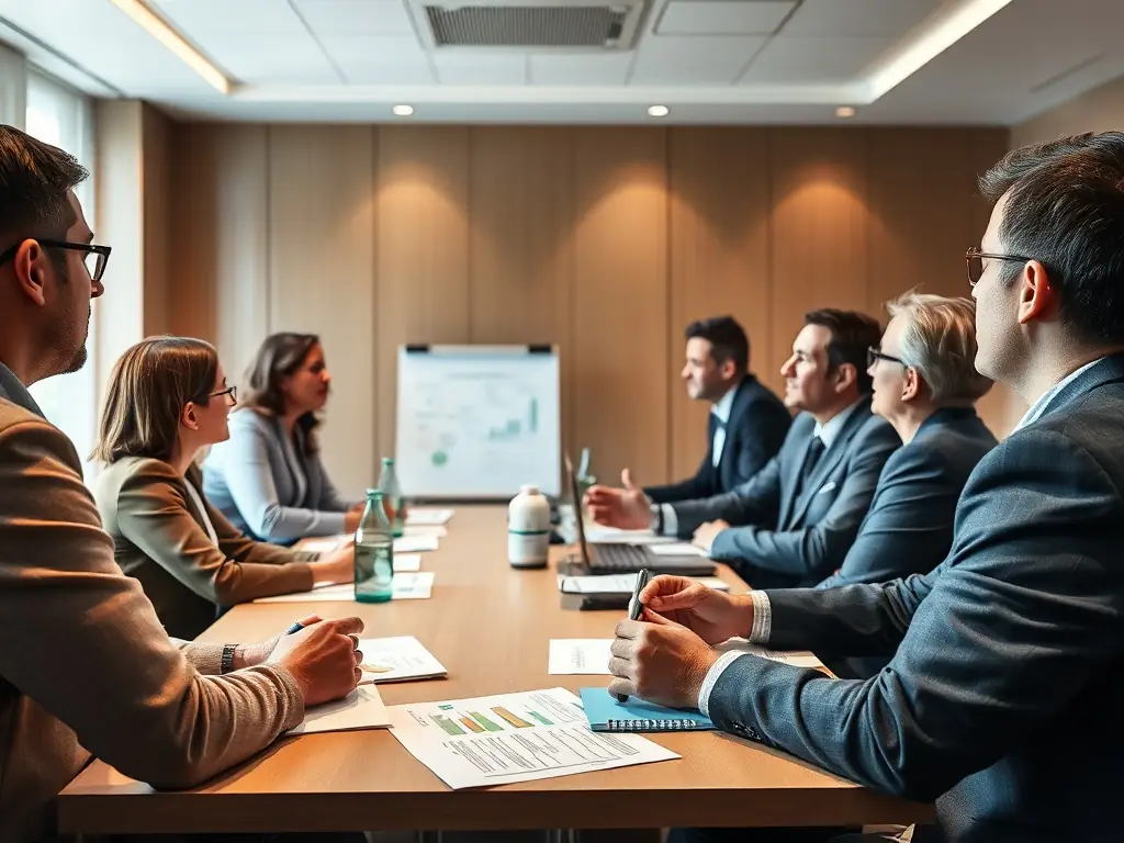 A group of diverse individuals participating in an interactive workshop on sustainable living, learning about eco-friendly practices and sharing ideas.