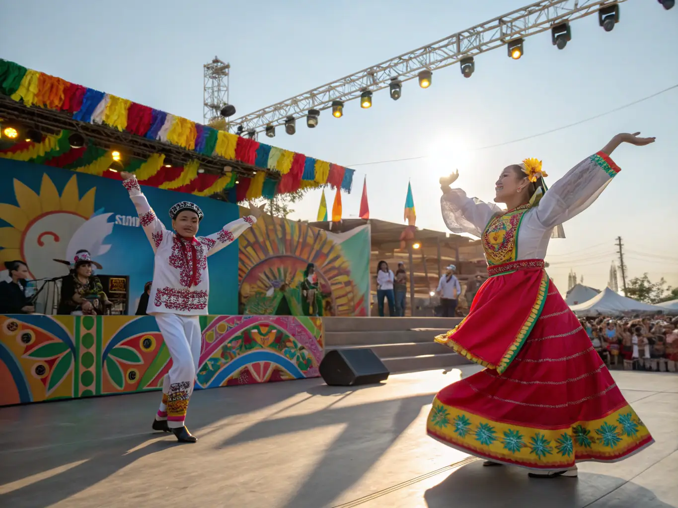 A vibrant image of participants engaging in a traditional cultural dance workshop, showcasing ASSOCIATION SINBAD's dedication to preserving and promoting cultural heritage.